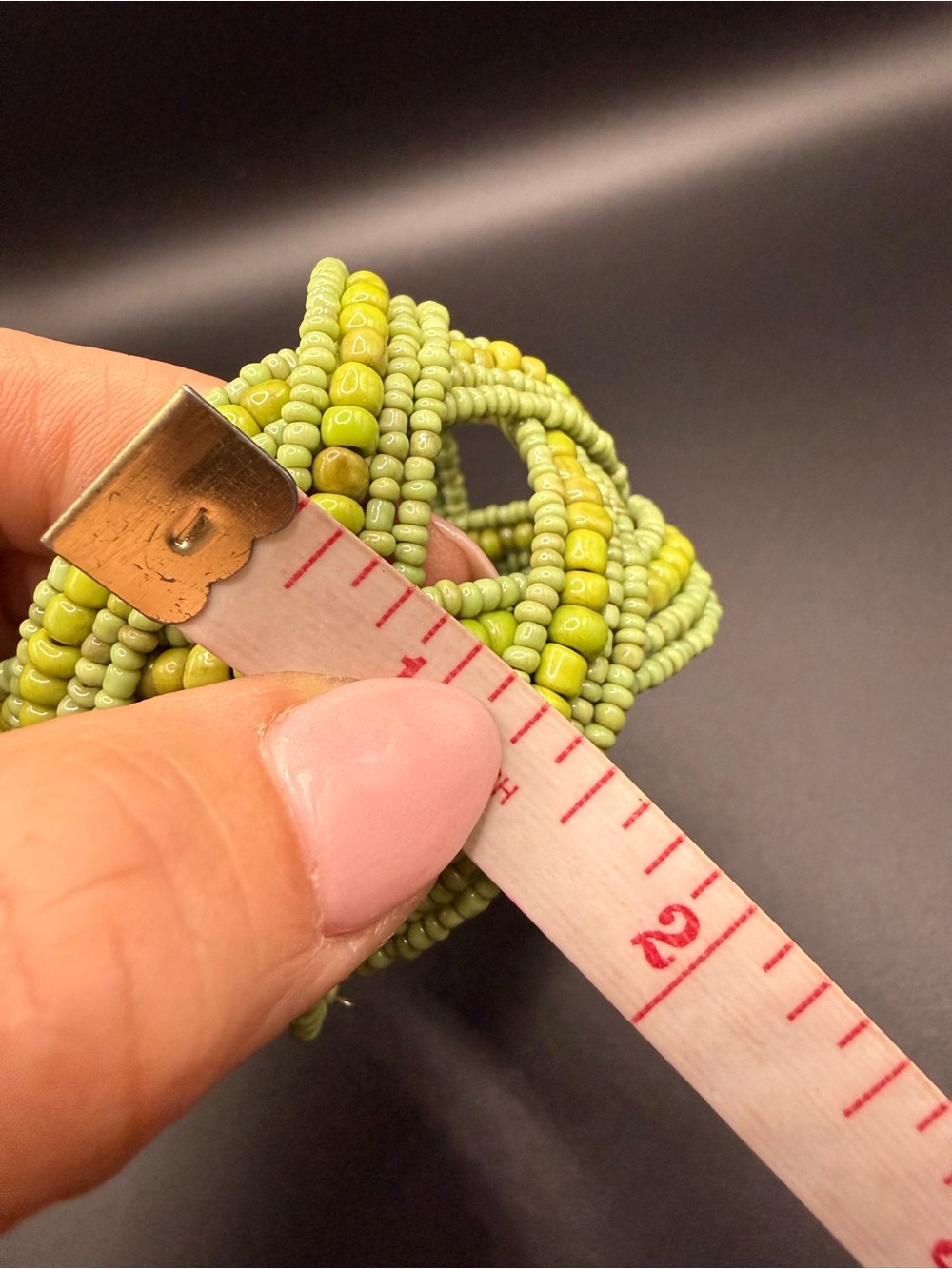 Bold Lime Green Beaded Multi-Strand Necklace with Matching Cuff Bracelet Set - Picture 10 of 10